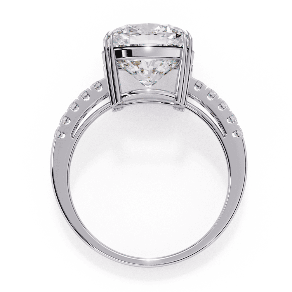 5.5 Carat Cushion Cut Pave Solitaire Ring in Moissanite | House of Estara
