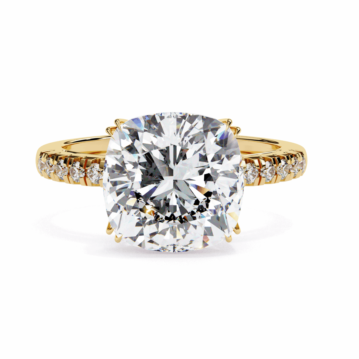 5.5 Carat Cushion Cut Pave Solitaire Ring in Moissanite | House of Estara