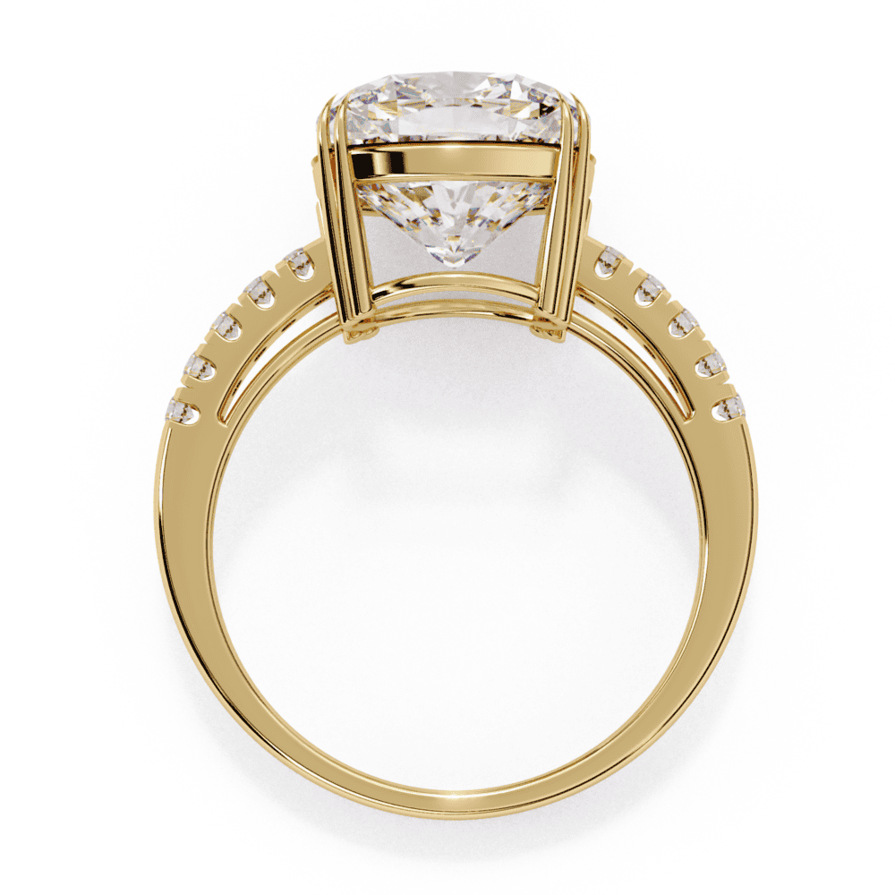 5.5 Carat Cushion Cut Pave Solitaire Ring in Moissanite | House of Estara