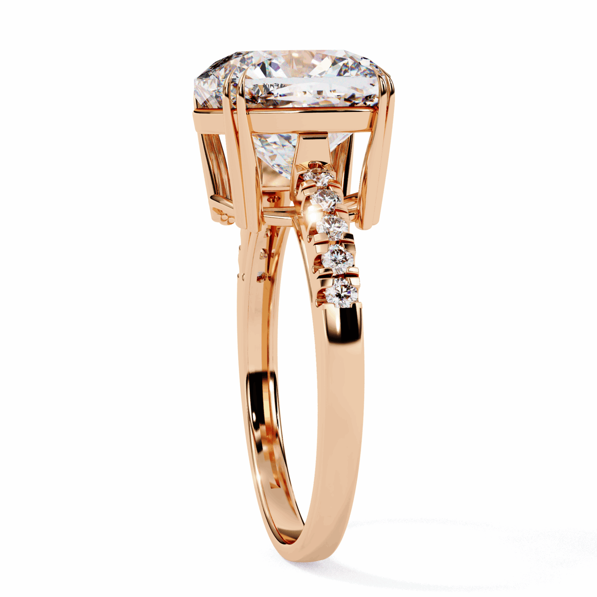 5.5 Carat Cushion Cut Pave Solitaire Ring in Moissanite | House of Estara