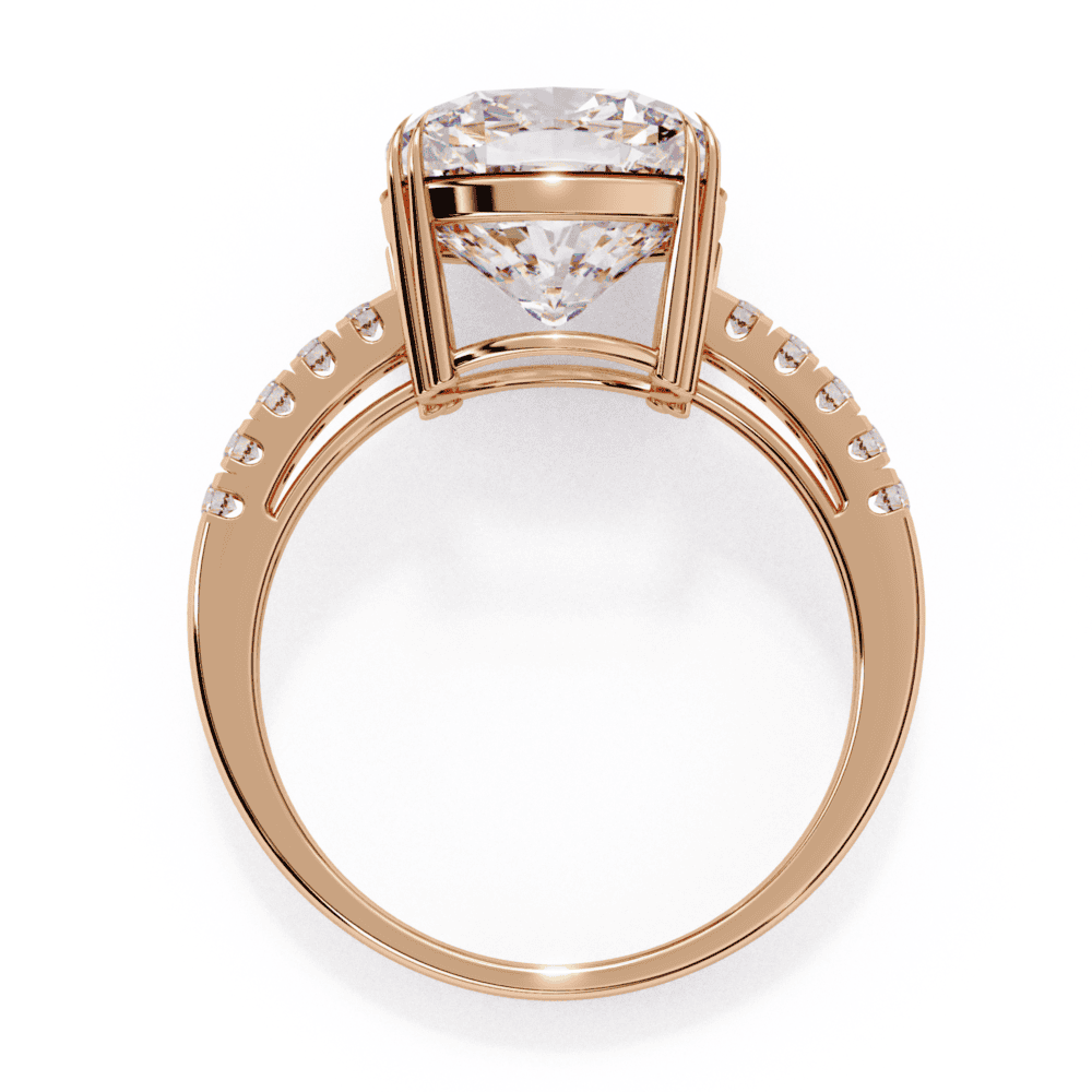 5.5 Carat Cushion Cut Pave Solitaire Ring in Moissanite | House of Estara
