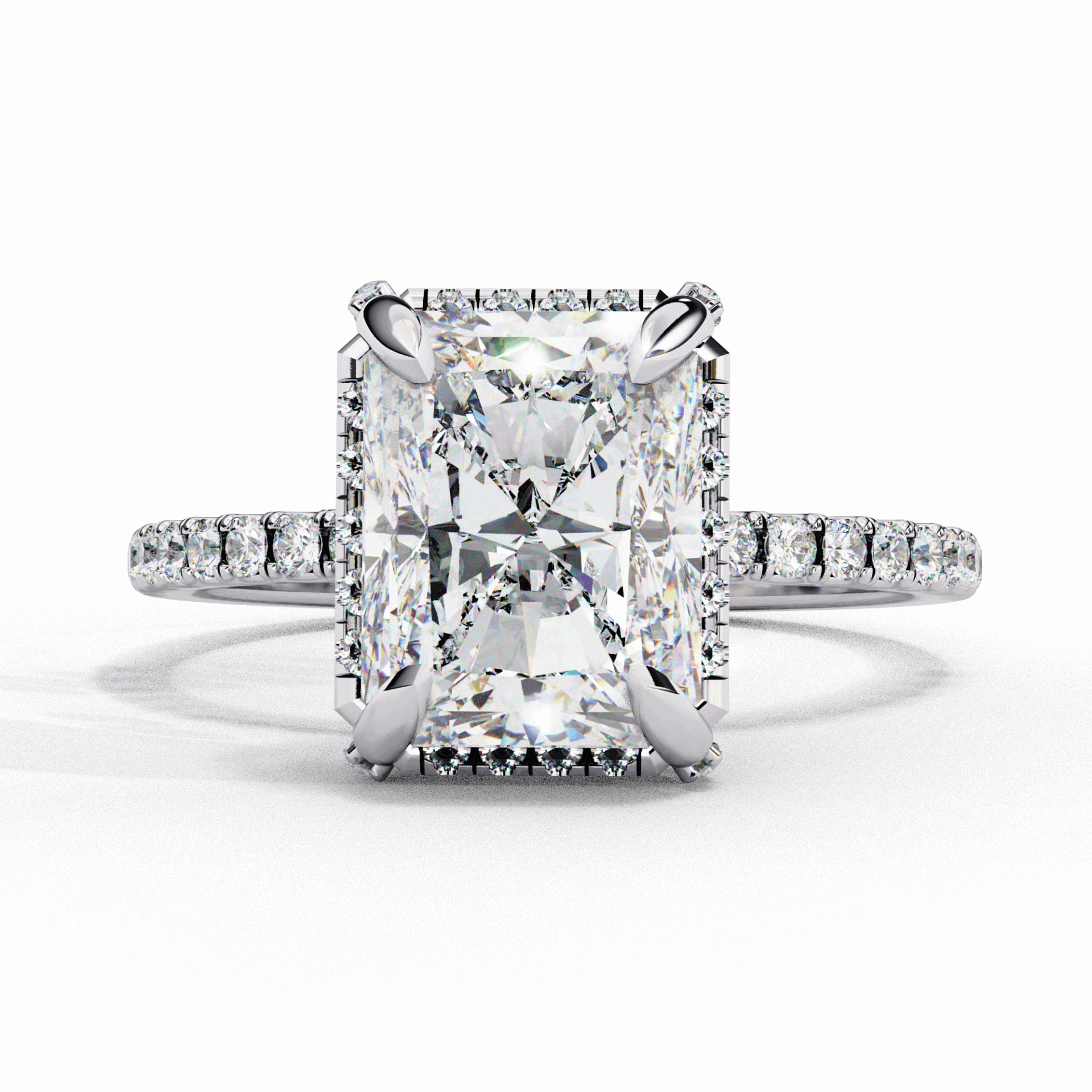 0.35 Carat Radiant and Round Forever Solitaire Ring in Moissanite | House of Estara