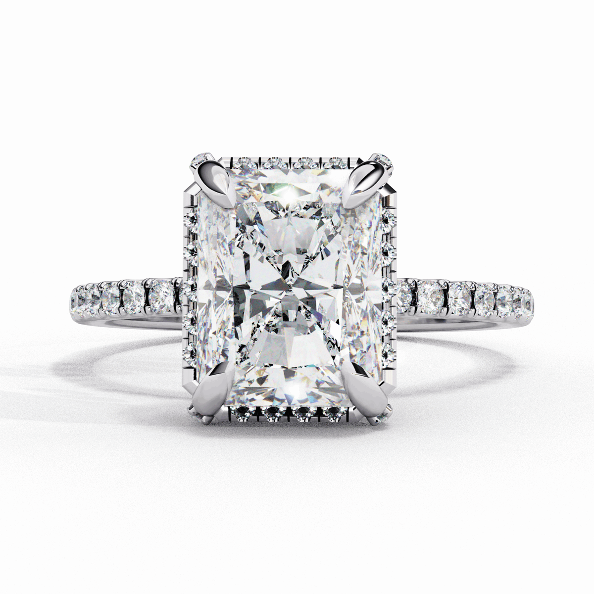 0.35 Carat Radiant and Round Forever Solitaire Ring in Moissanite | House of Estara
