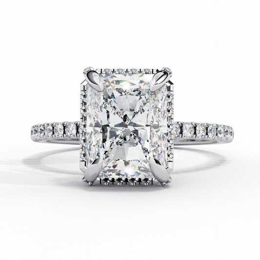 0.35 Carat Radiant and Round Forever Solitaire Ring in Moissanite | House of Estara