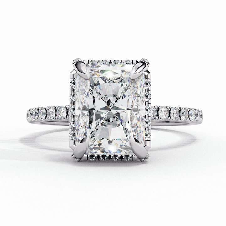 0.35 Carat Radiant and Round Forever Solitaire Ring in Moissanite | House of Estara