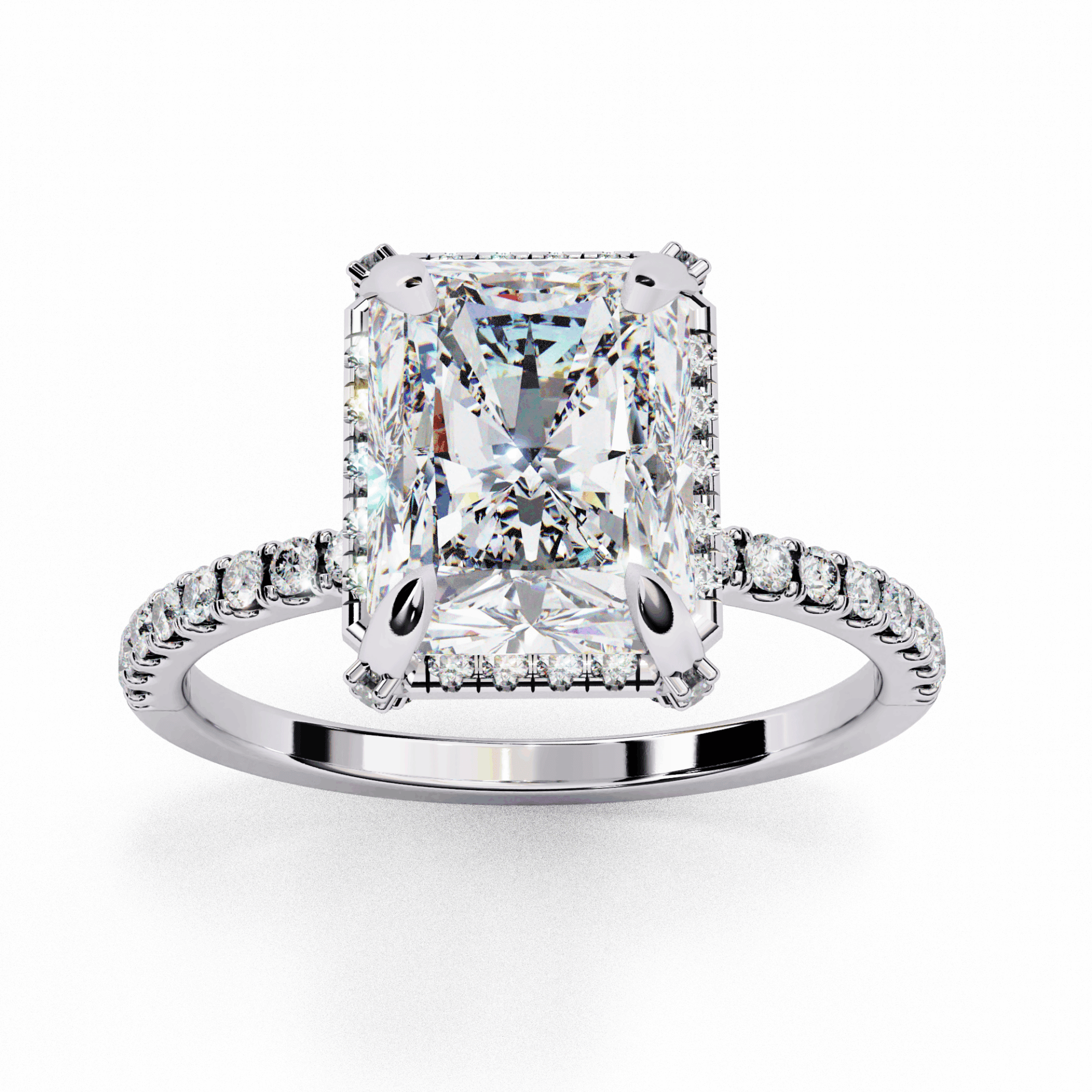 0.35 Carat Radiant and Round Forever Solitaire Ring in Moissanite | House of Estara
