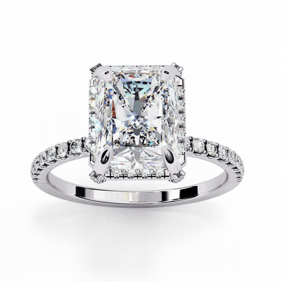 0.35 Carat Radiant and Round Forever Solitaire Ring in Moissanite | House of Estara