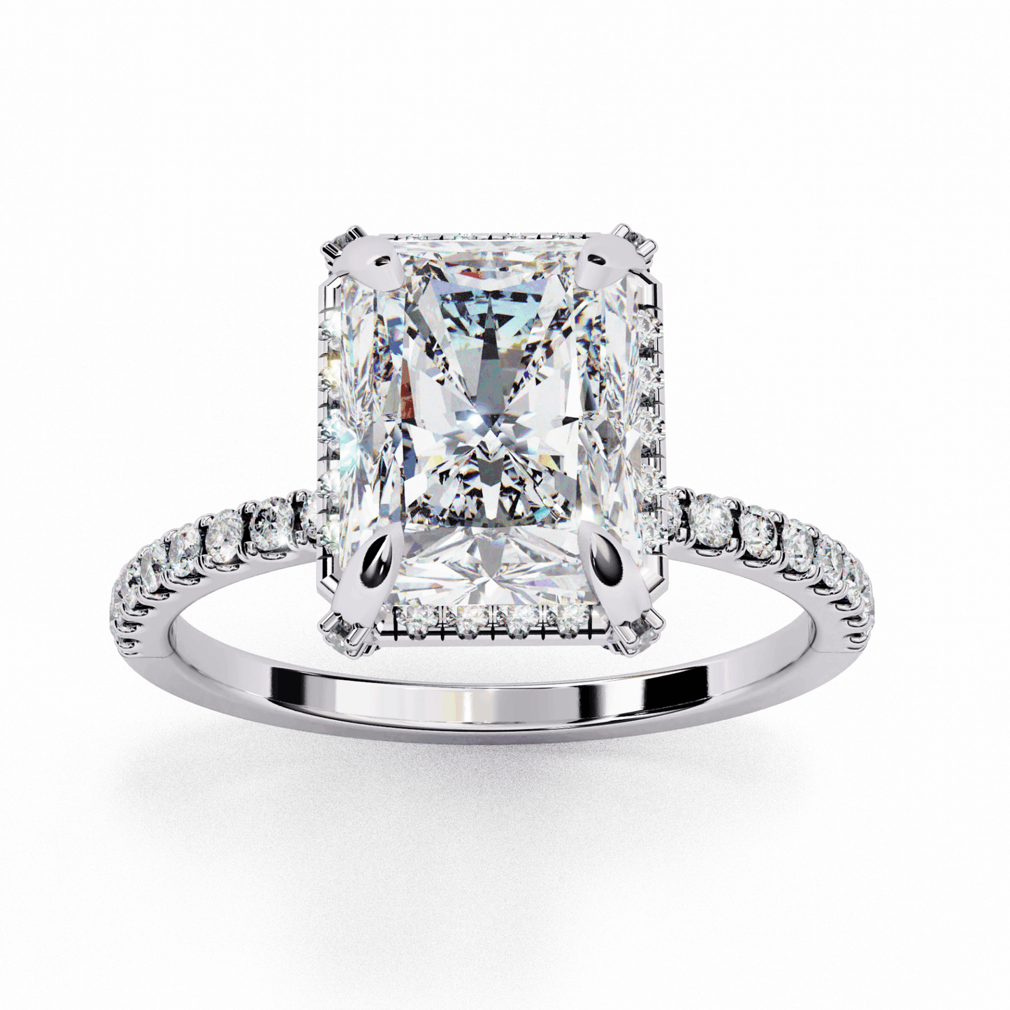 0.35 Carat Radiant and Round Forever Solitaire Ring in Moissanite | House of Estara