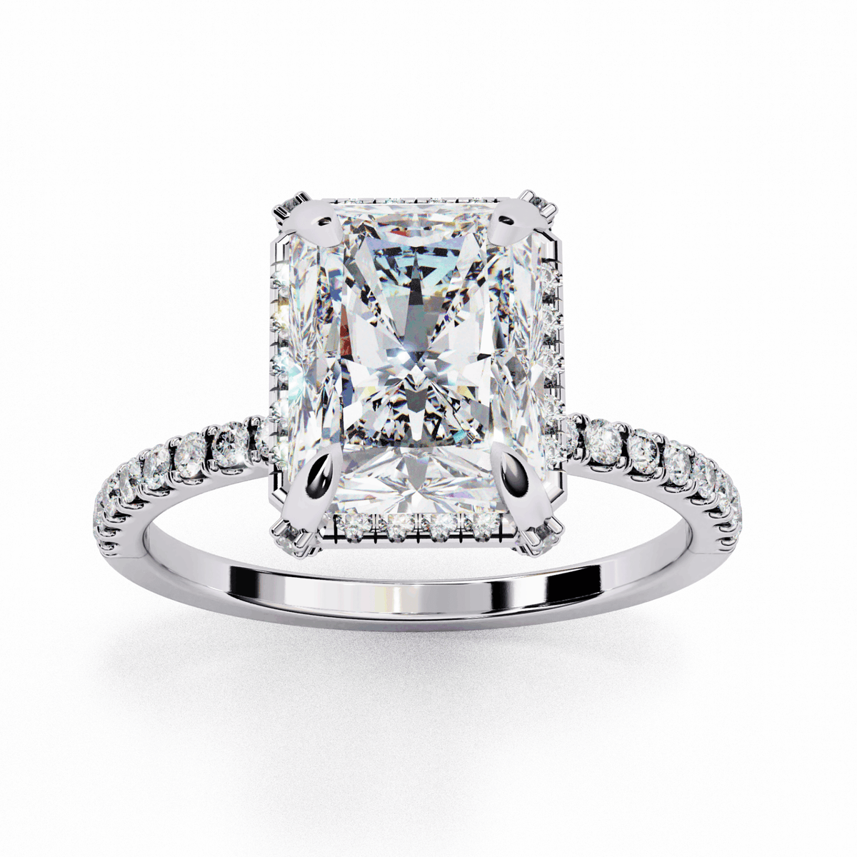 0.35 Carat Radiant and Round Forever Solitaire Ring in Moissanite | House of Estara
