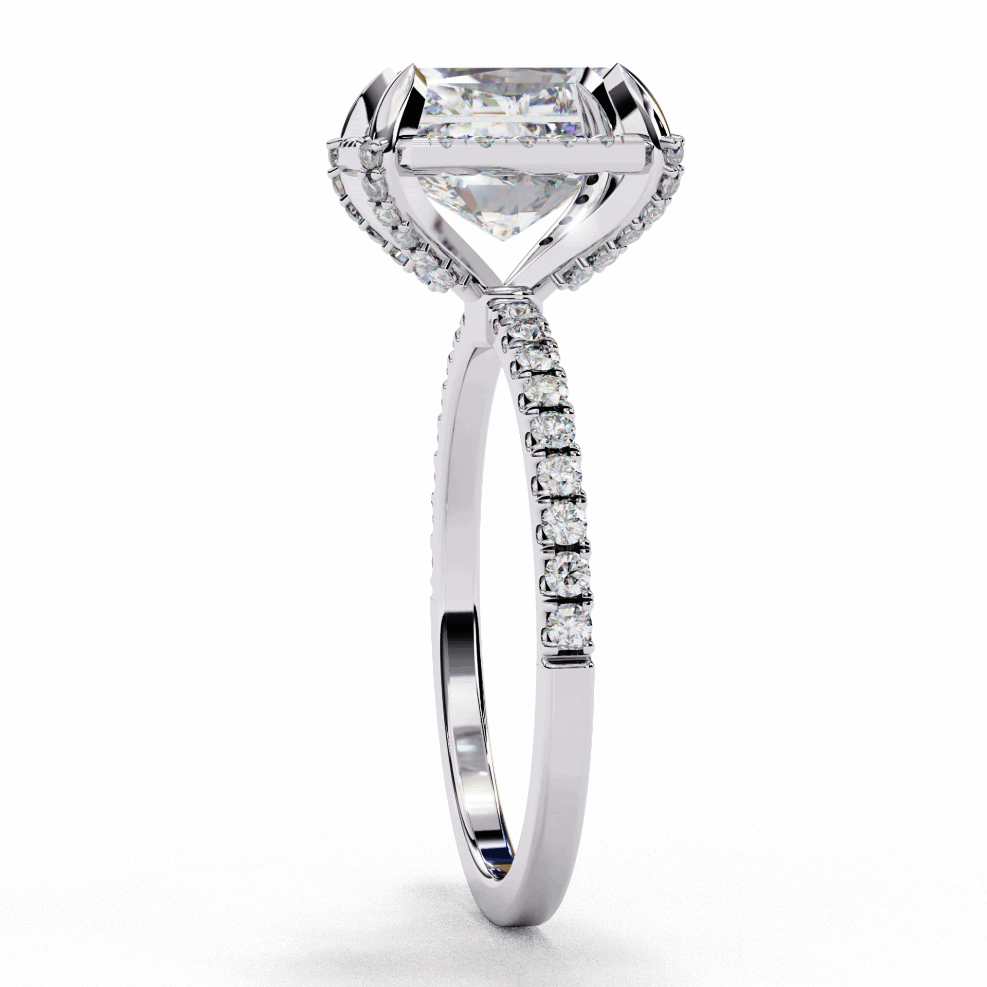 0.35 Carat Radiant and Round Forever Solitaire Ring in Moissanite | House of Estara