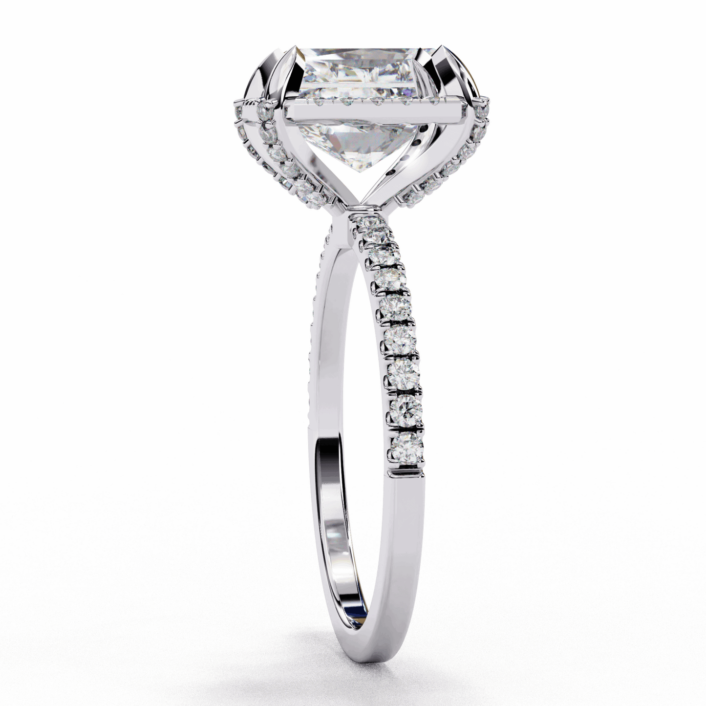 0.35 Carat Radiant and Round Forever Solitaire Ring in Moissanite | House of Estara