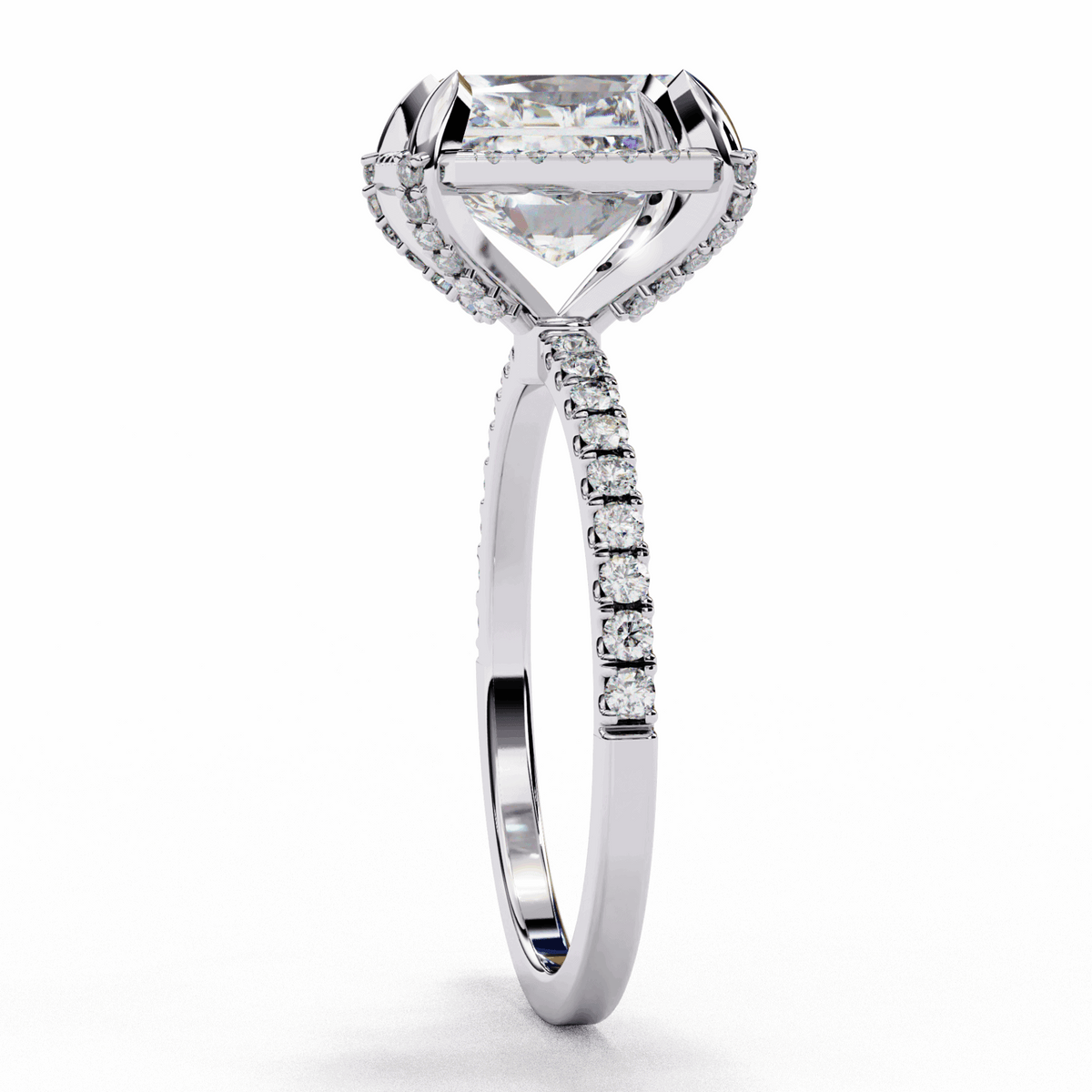 0.35 Carat Radiant and Round Forever Solitaire Ring in Moissanite | House of Estara