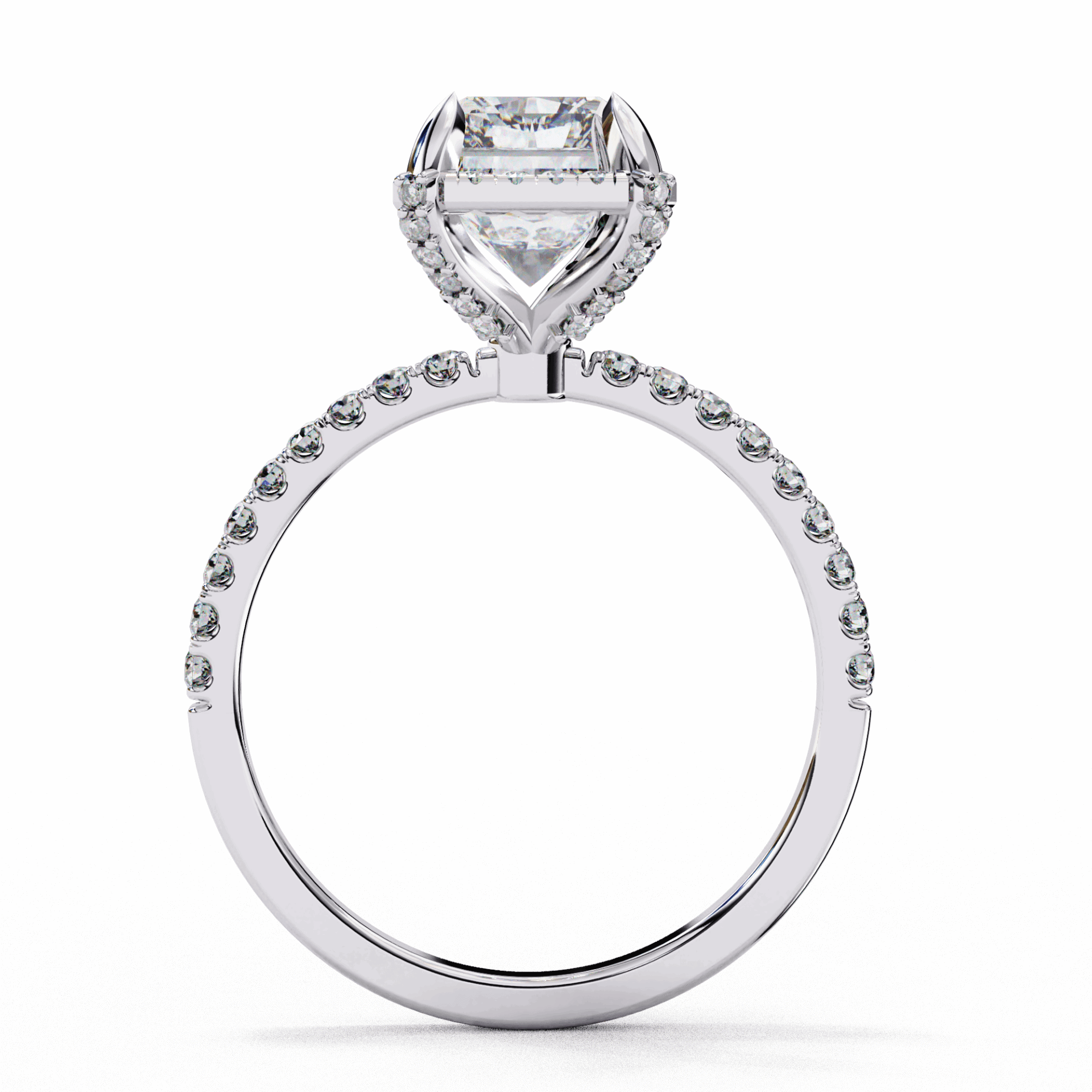0.35 Carat Radiant and Round Forever Solitaire Ring in Moissanite | House of Estara