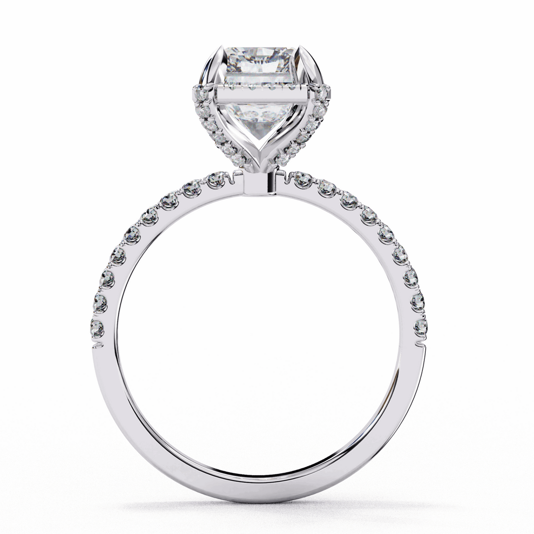 0.35 Carat Radiant and Round Forever Solitaire Ring in Moissanite | House of Estara