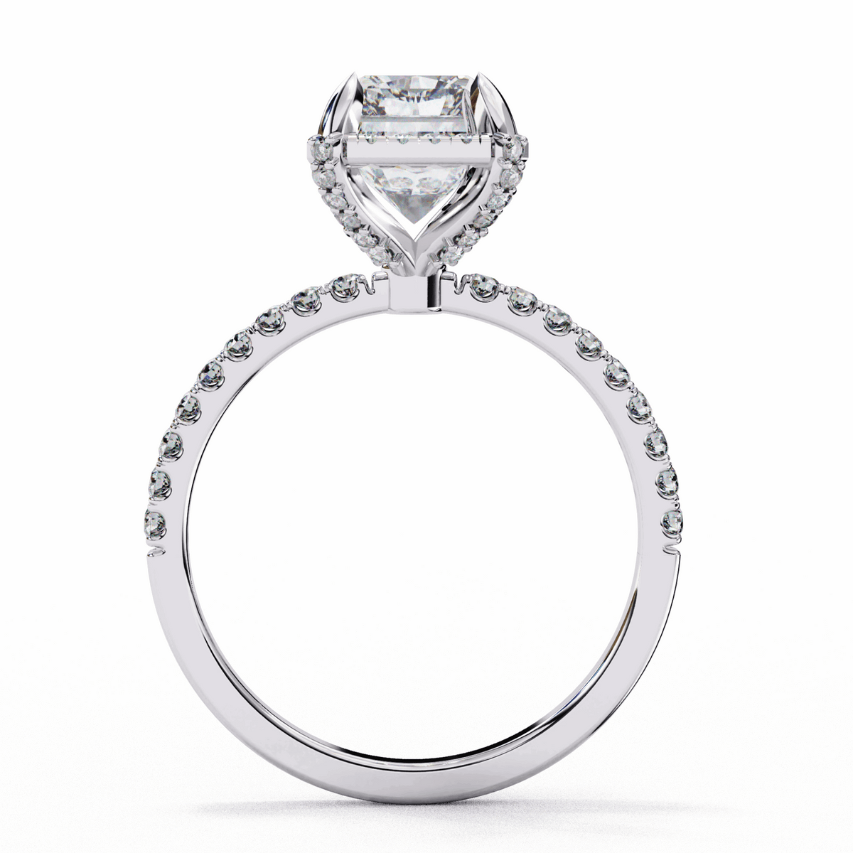 0.35 Carat Radiant and Round Forever Solitaire Ring in Moissanite | House of Estara