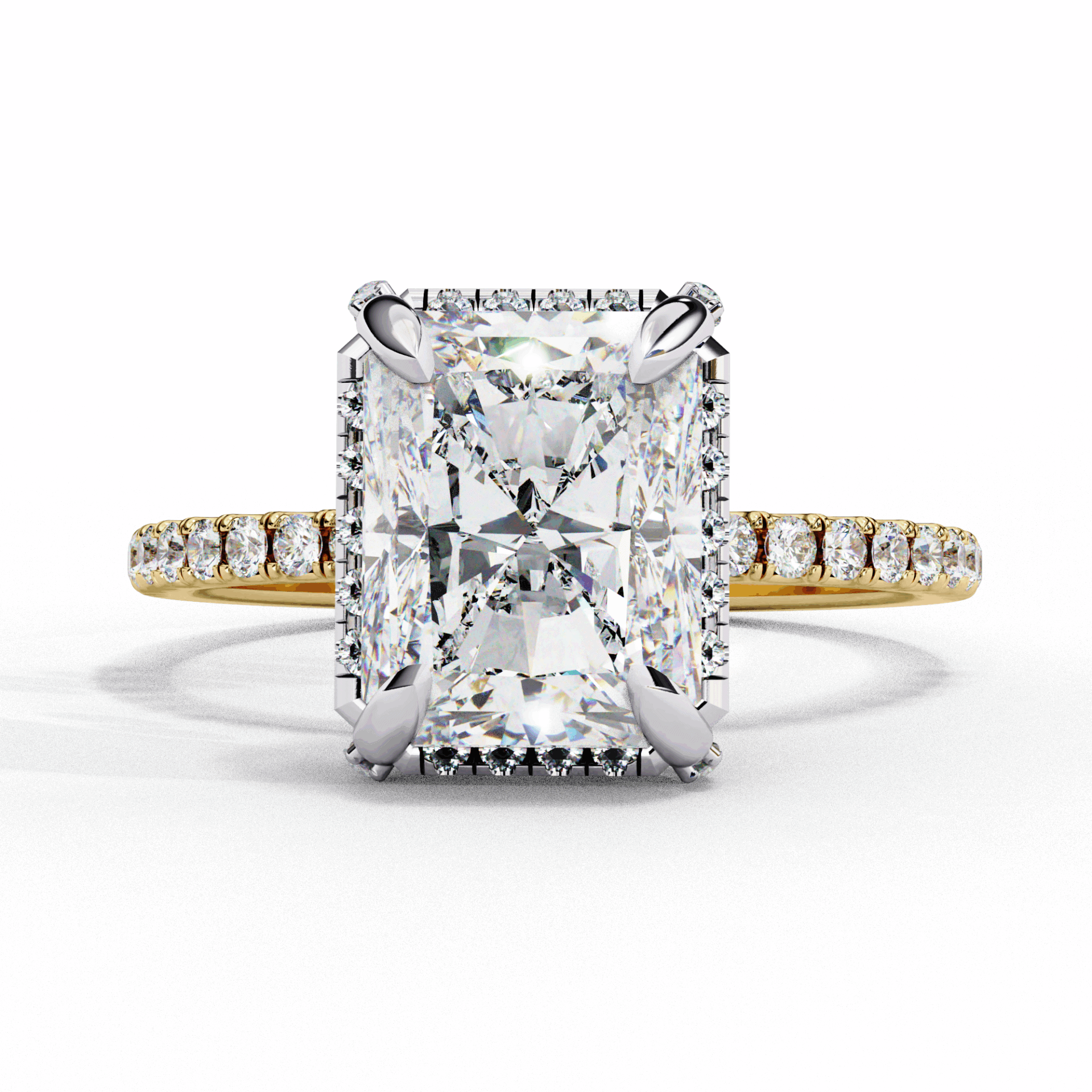 0.35 Carat Radiant and Round Forever Solitaire Ring in Moissanite | House of Estara