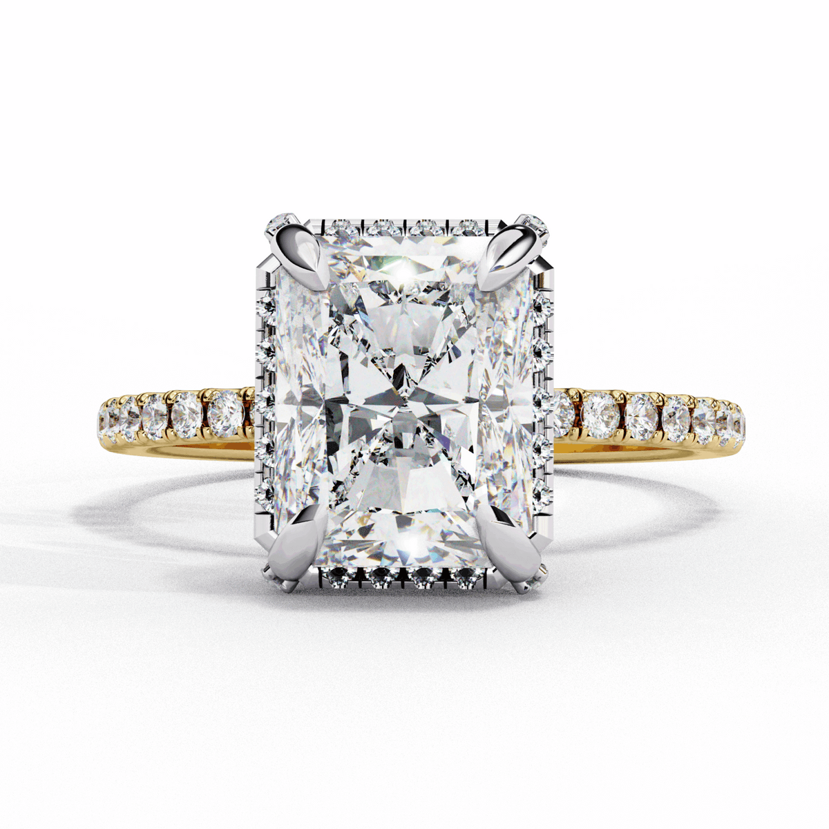 0.35 Carat Radiant and Round Forever Solitaire Ring in Moissanite | House of Estara