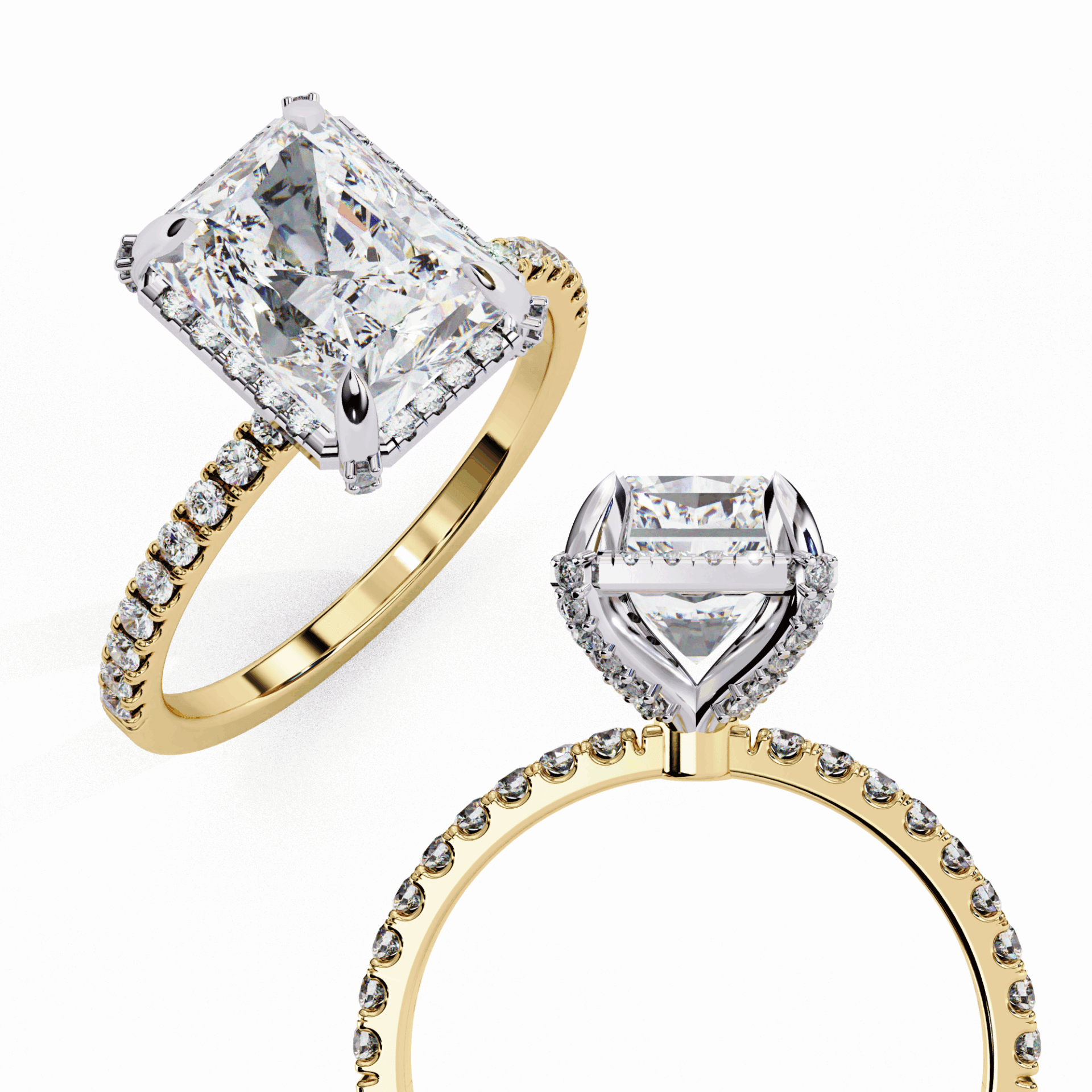 0.35 Carat Radiant and Round Forever Solitaire Ring in Moissanite | House of Estara