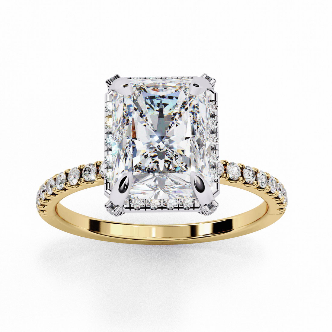 0.35 Carat Radiant and Round Forever Solitaire Ring in Moissanite | House of Estara