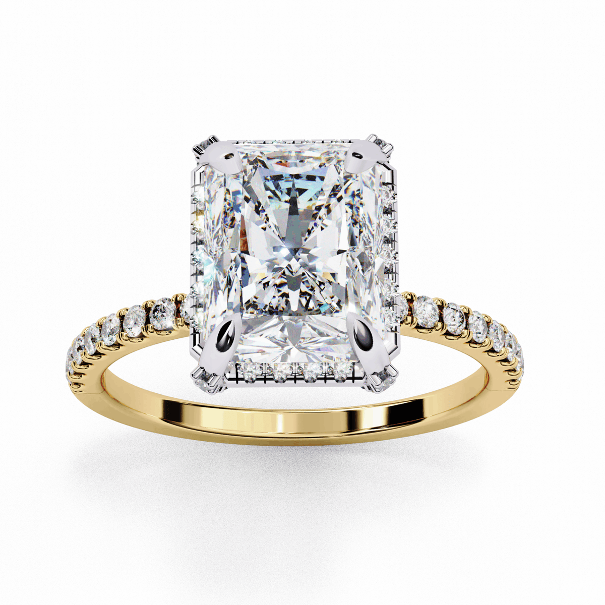 0.35 Carat Radiant and Round Forever Solitaire Ring in Moissanite | House of Estara
