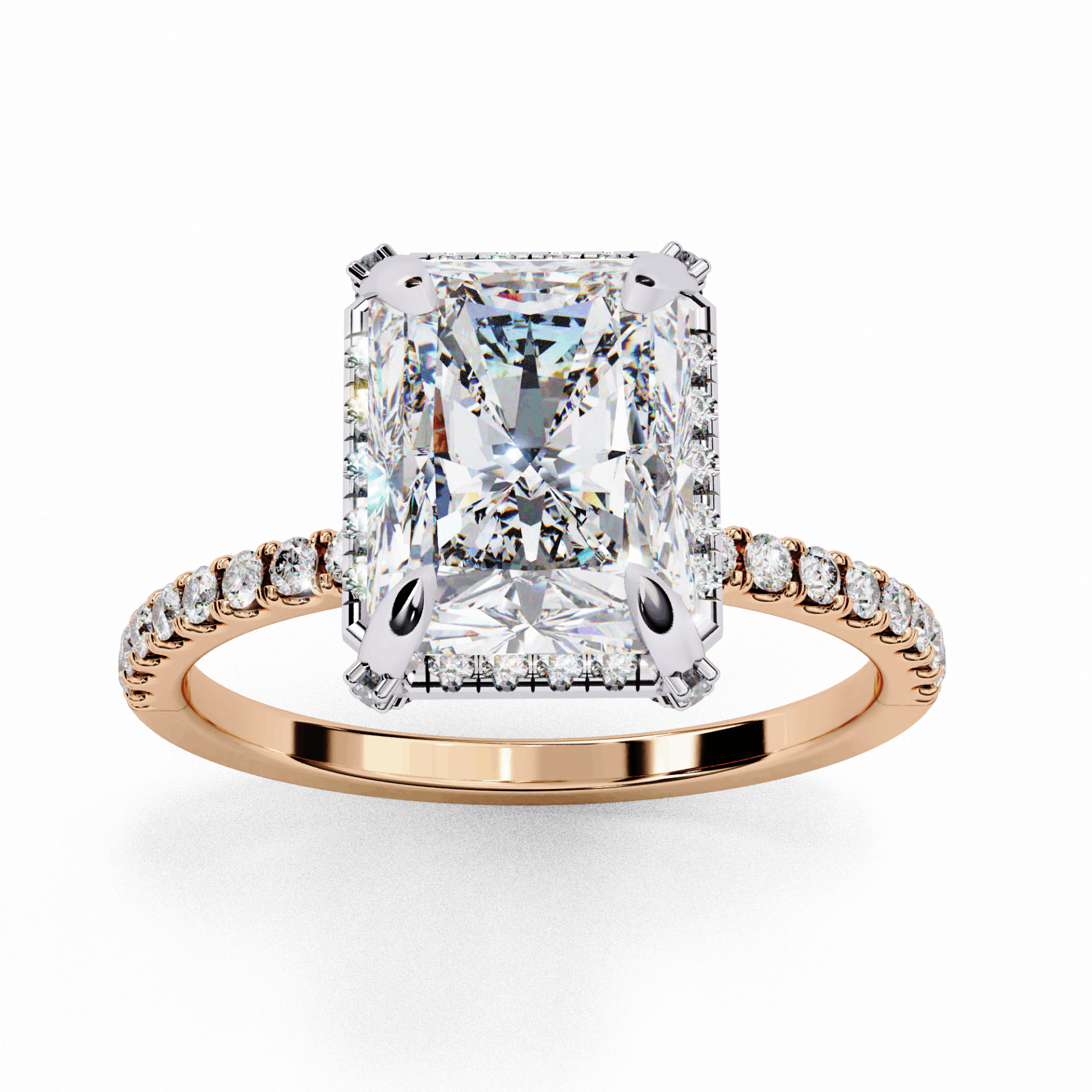 0.35 Carat Radiant and Round Forever Solitaire Ring in Moissanite | House of Estara