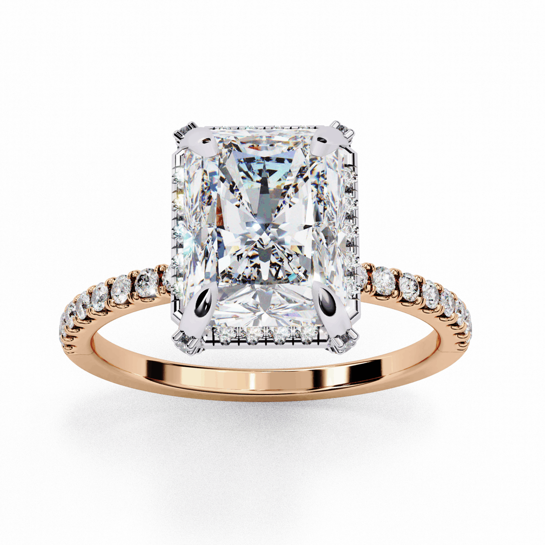 0.35 Carat Radiant and Round Forever Solitaire Ring in Moissanite | House of Estara