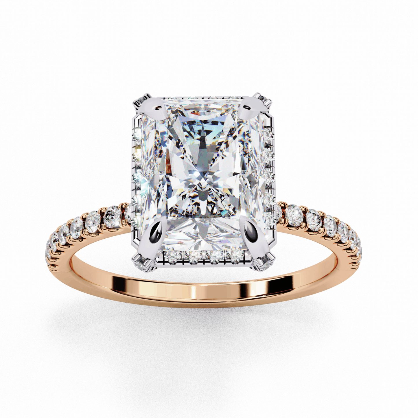 0.35 Carat Radiant and Round Forever Solitaire Ring in Moissanite | House of Estara