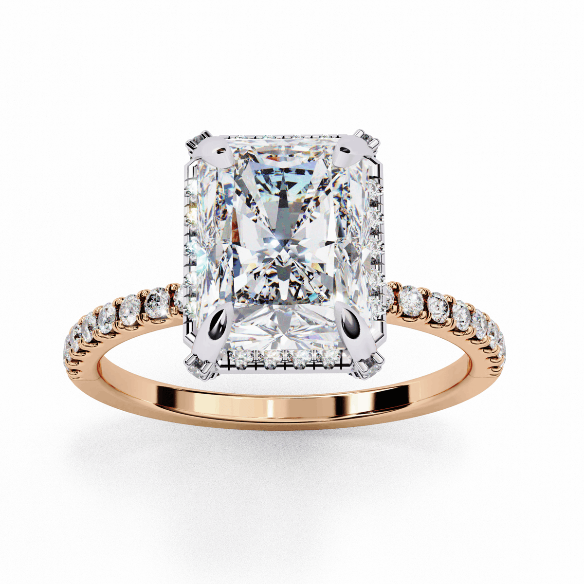 0.35 Carat Radiant and Round Forever Solitaire Ring in Moissanite | House of Estara