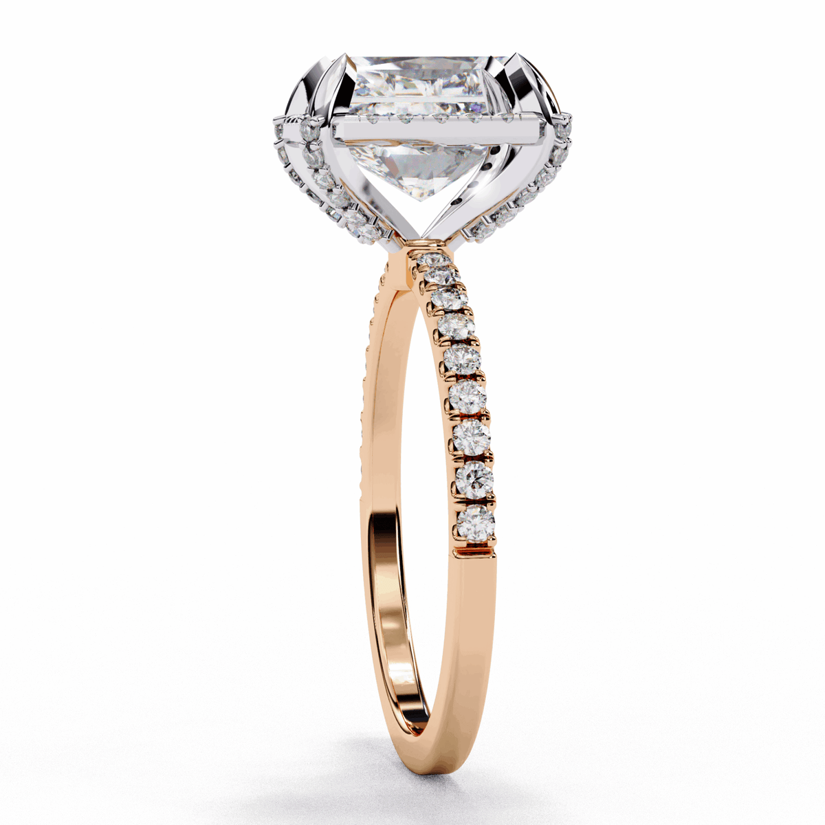 0.35 Carat Radiant and Round Forever Solitaire Ring in Moissanite | House of Estara
