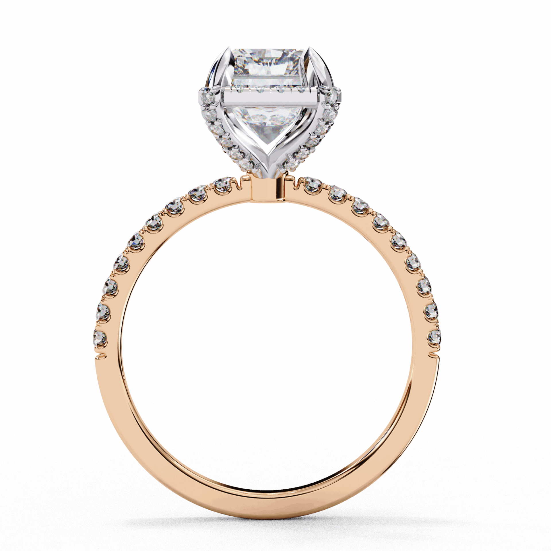 0.35 Carat Radiant and Round Forever Solitaire Ring in Moissanite | House of Estara