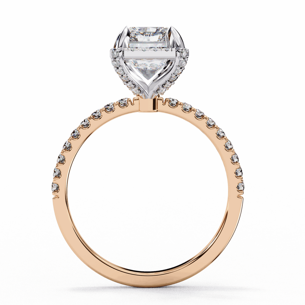 0.35 Carat Radiant and Round Forever Solitaire Ring in Moissanite | House of Estara