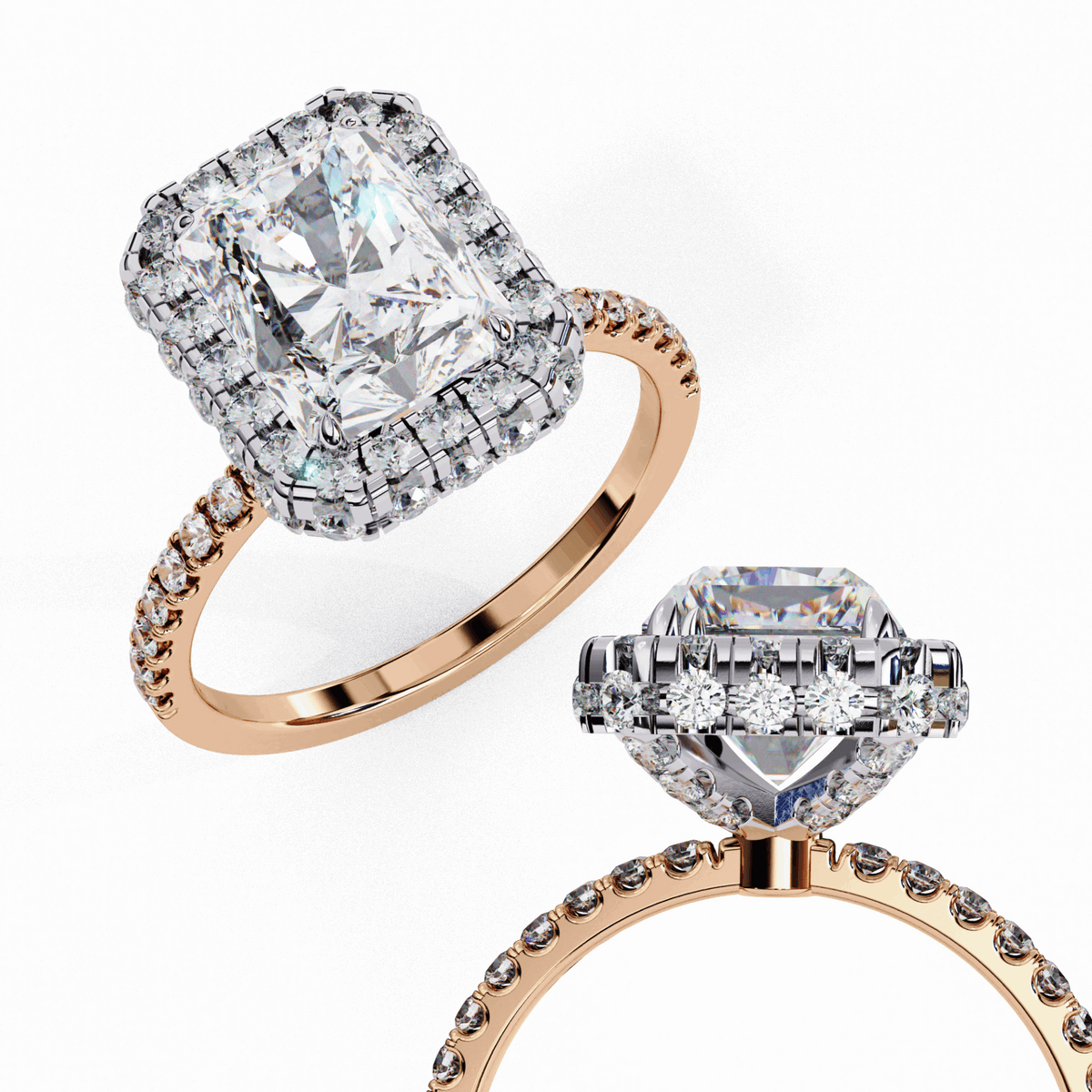 3 Carat Radiant Signature Solitaire Ring in Moissanite | House of Estara