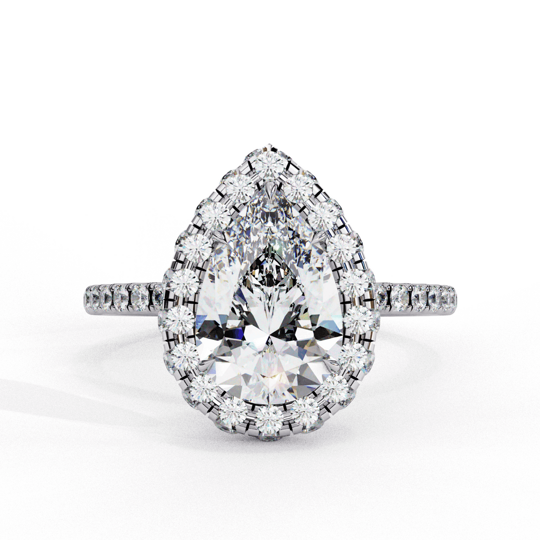 2 Carat Pear Signature Solitaire Ring in Moissanite | House of Estara