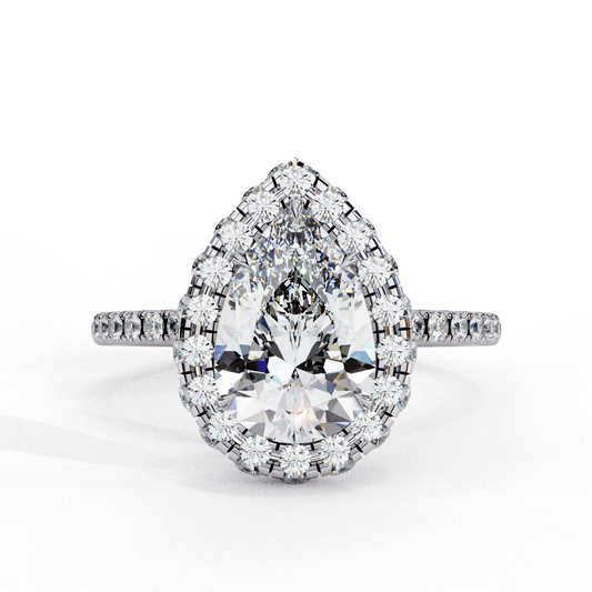 2 Carat Pear Signature Solitaire Ring in Moissanite | House of Estara