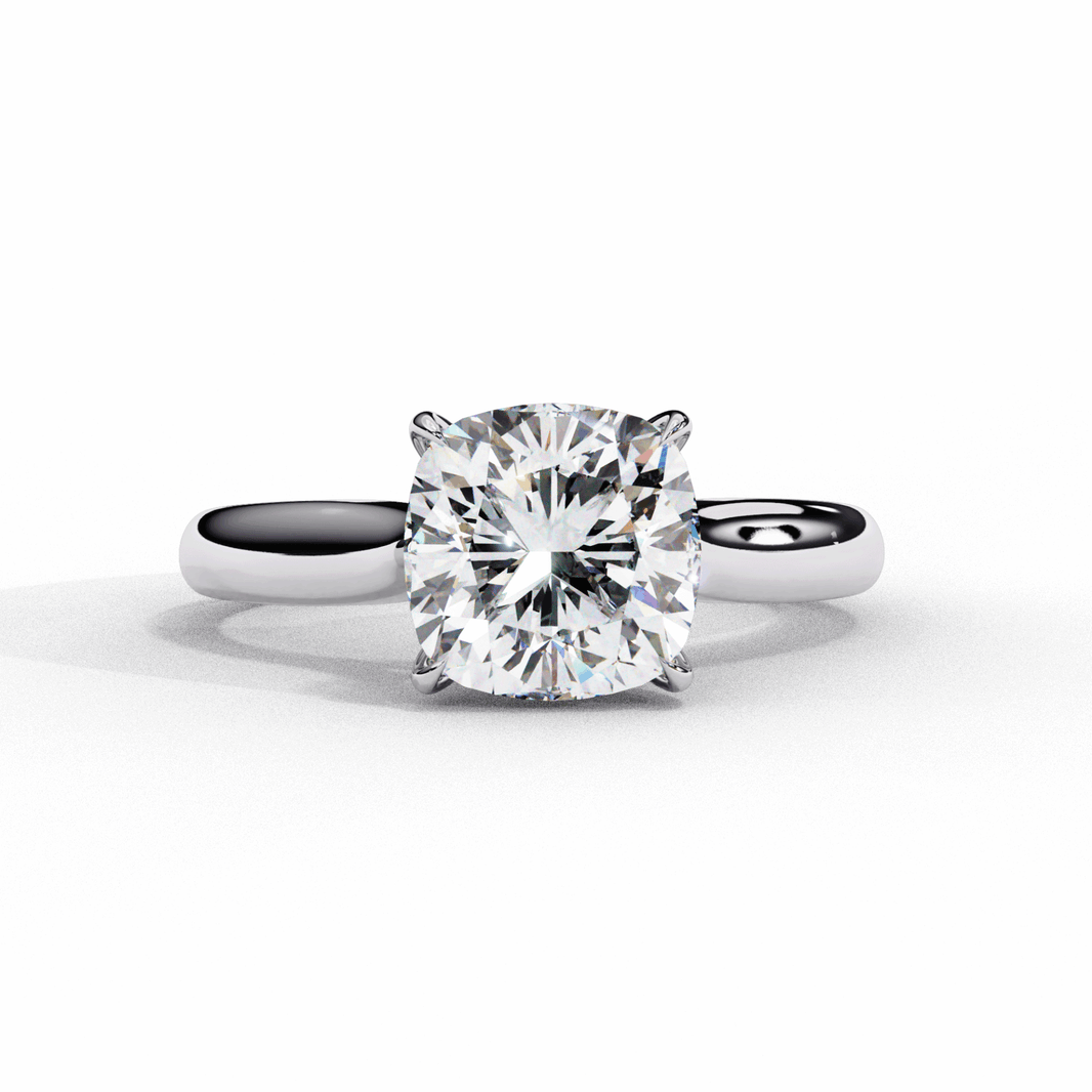 2.75 Carat Cushion Classic Solitaire Ring in Moissanite | House of Estara