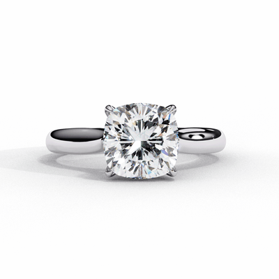 Cushion Cathedral Solitaire Moissanite Engagement Ring