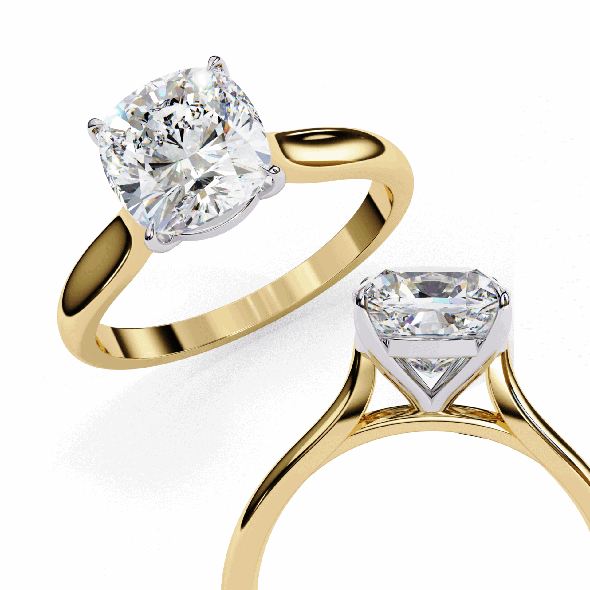 2.75 Carat Cushion Classic Solitaire Ring in Moissanite | House of Estara