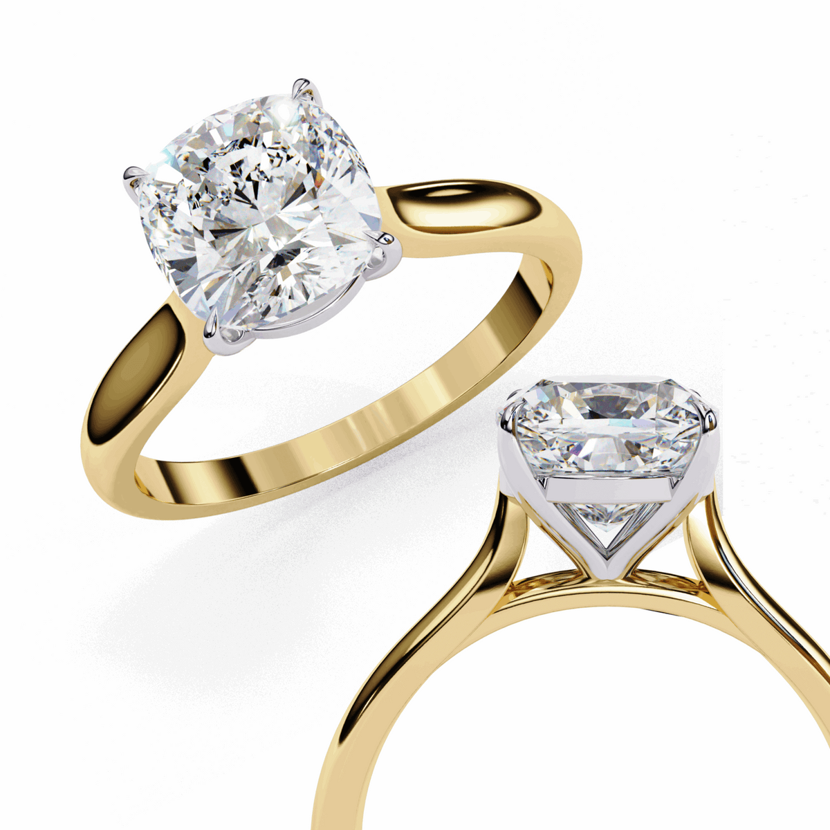 2.75 Carat Cushion Classic Solitaire Ring in Moissanite | House of Estara