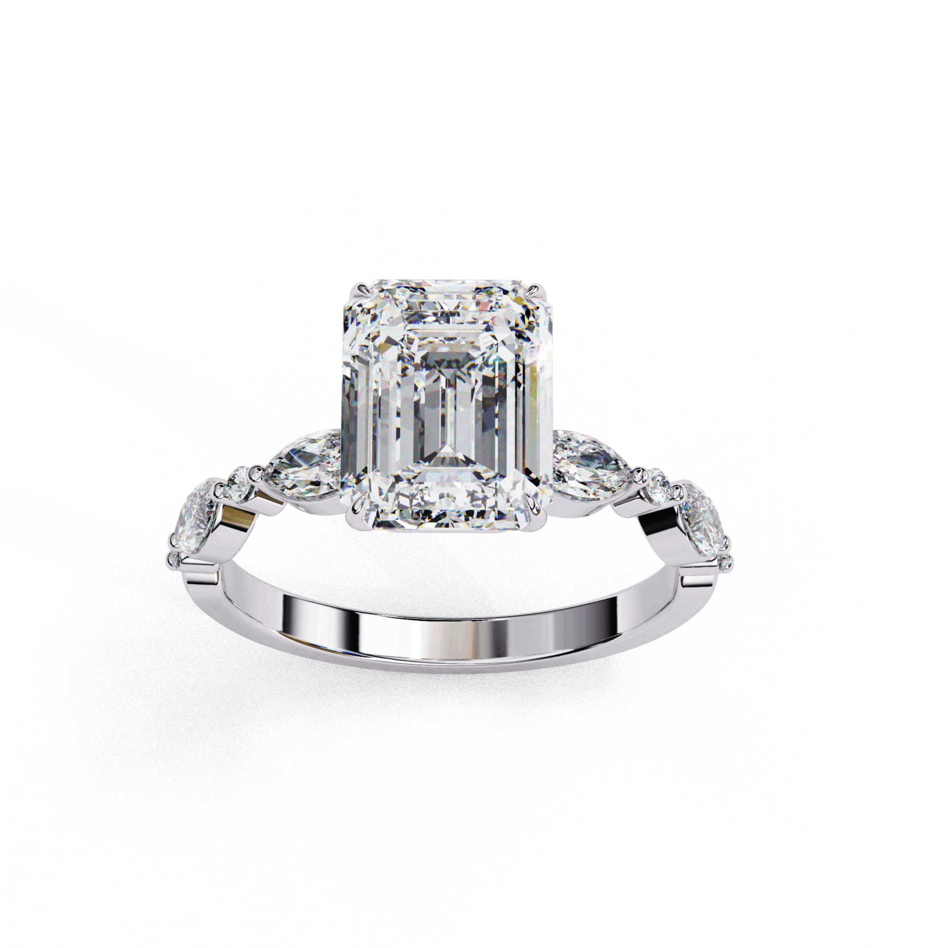 2.5 Carat Emerald Endless Love Solitaire Ring in Moissanite | House of Estara