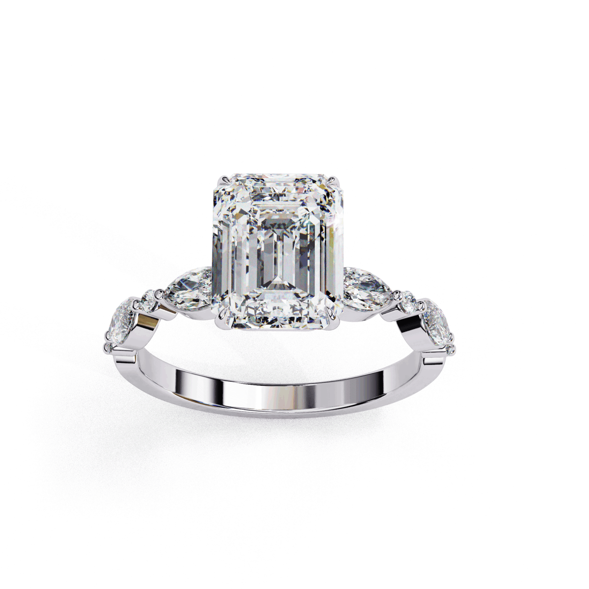 2.5 Carat Emerald Endless Love Solitaire Ring in Moissanite | House of Estara