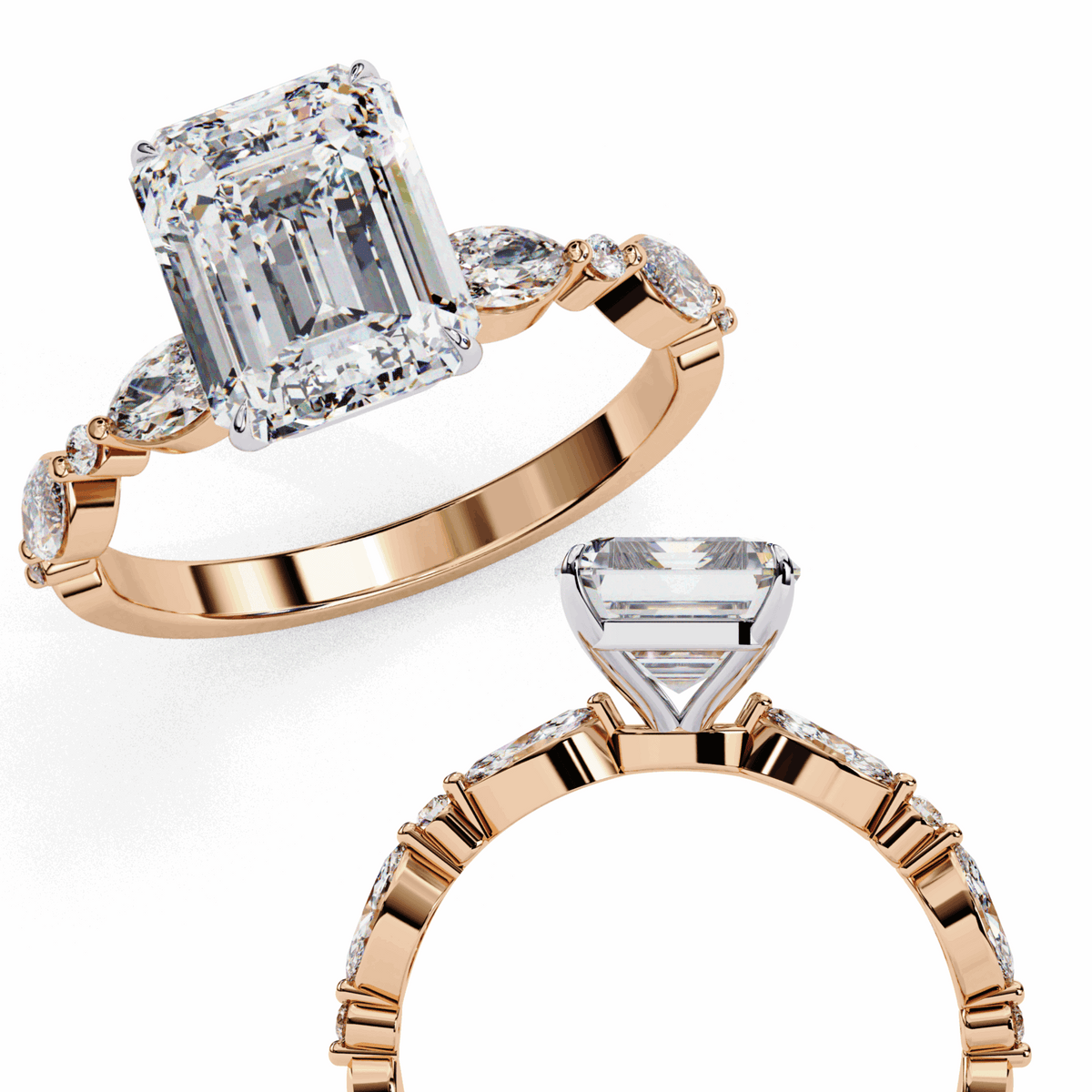 2.5 Carat Emerald Endless Love Solitaire Ring in Moissanite | House of Estara