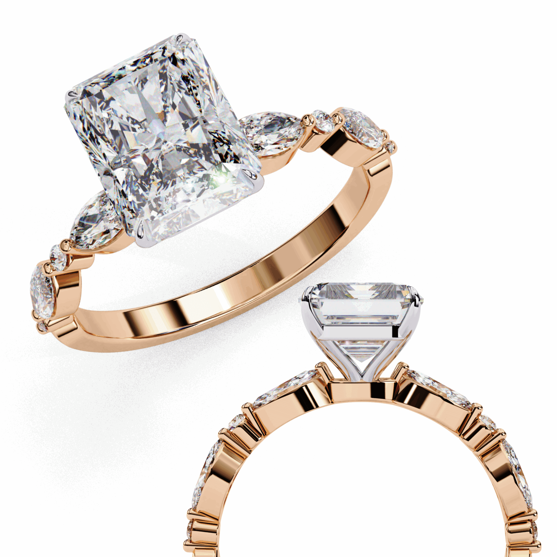 3 Carat Radiant Endless Love Solitaire Ring in Moissanite | House of Estara