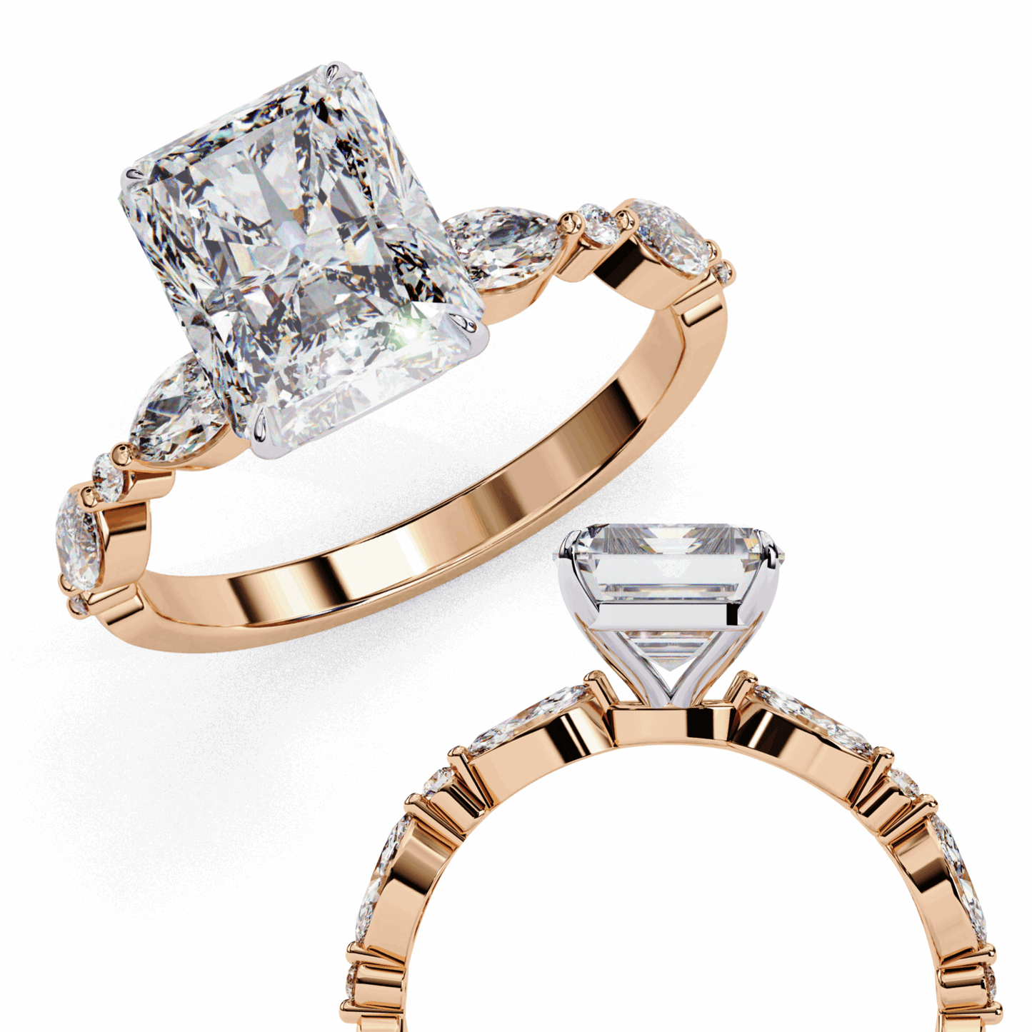 3 Carat Radiant Endless Love Solitaire Ring in Moissanite | House of Estara