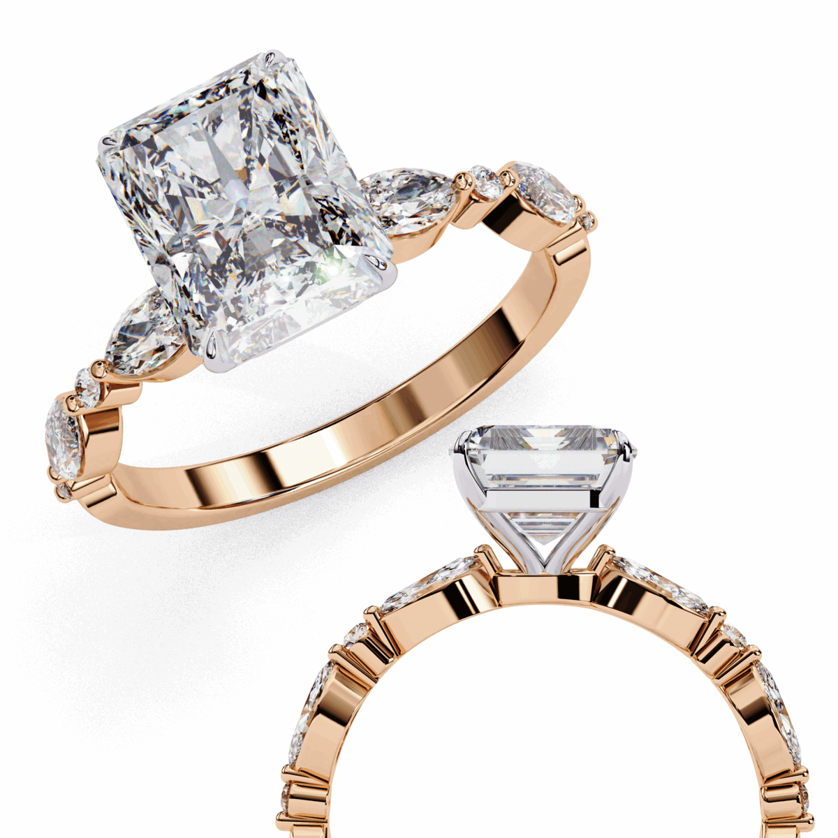 3 Carat Radiant Endless Love Solitaire Ring in Moissanite | House of Estara