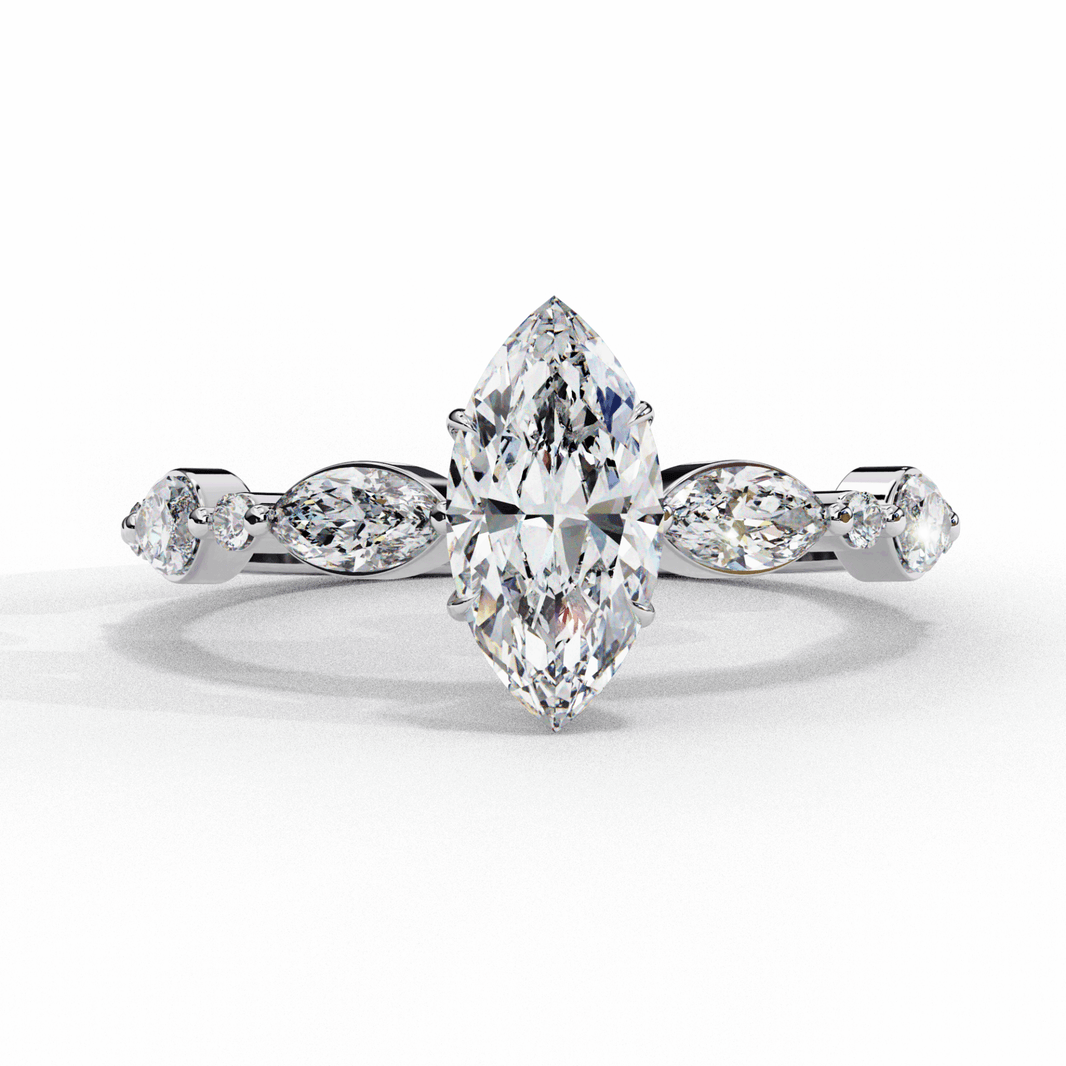 1.75 Carat Marquise Endless Love Solitaire Ring in Moissanite | House of Estara