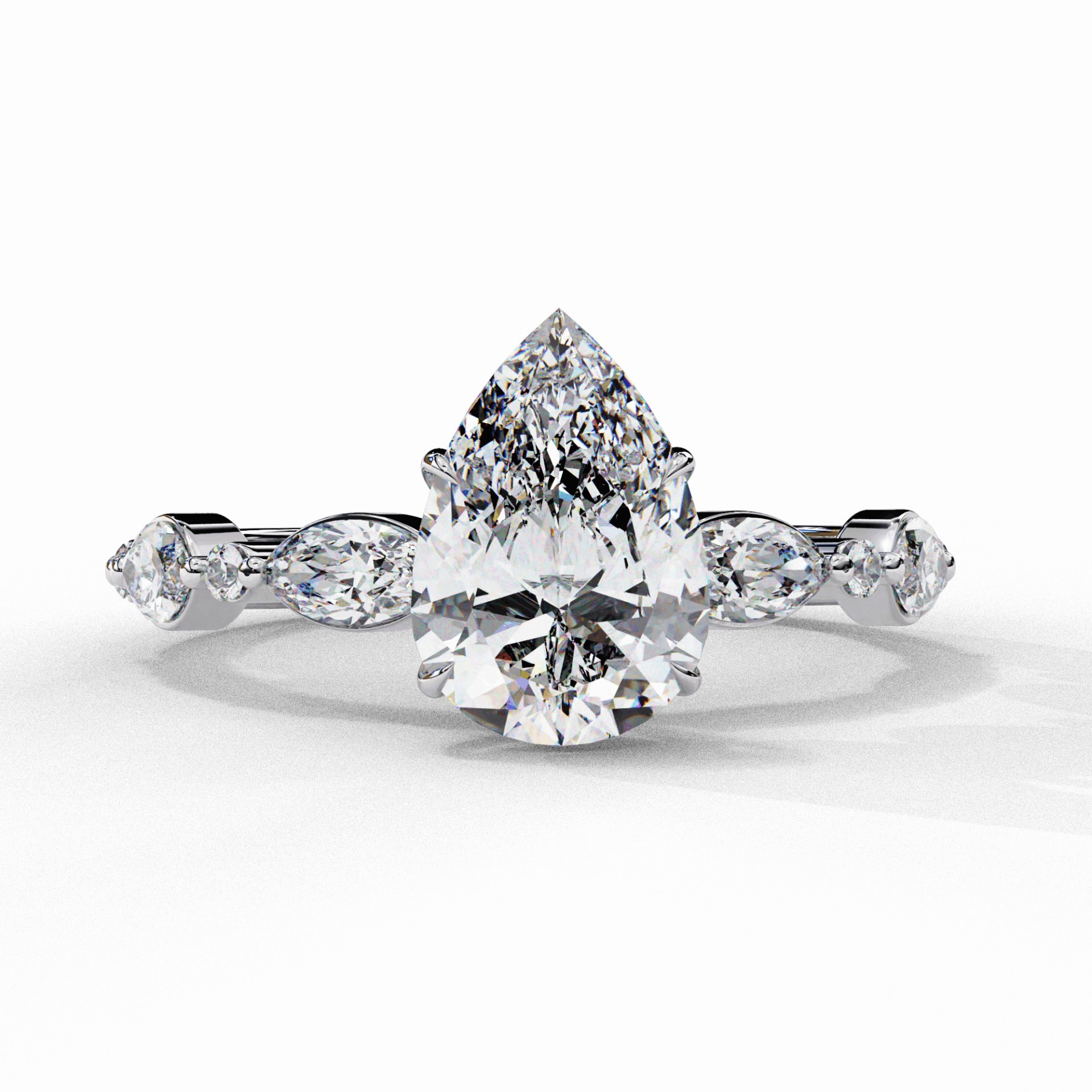 1.75 Carat Pear Endless Love Solitaire Ring in Moissanite | House of Estara