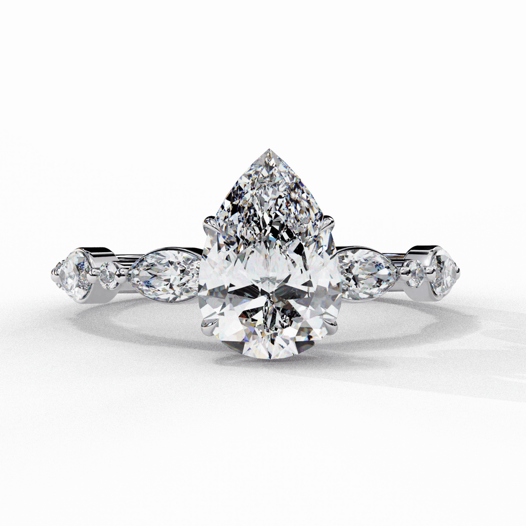 1.75 Carat Pear Endless Love Solitaire Ring in Moissanite | House of Estara