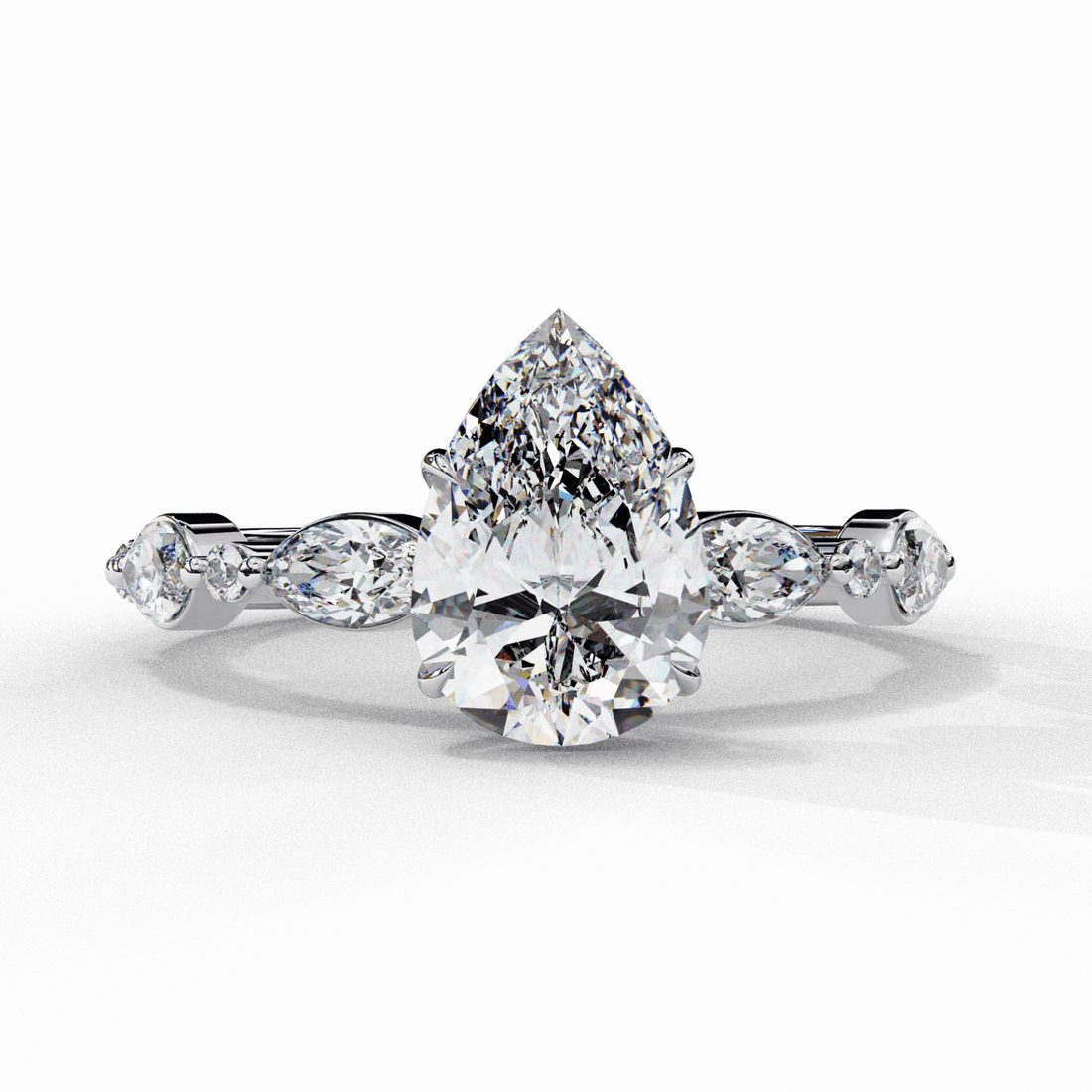 1.75 Carat Pear Endless Love Solitaire Ring in Moissanite | House of Estara