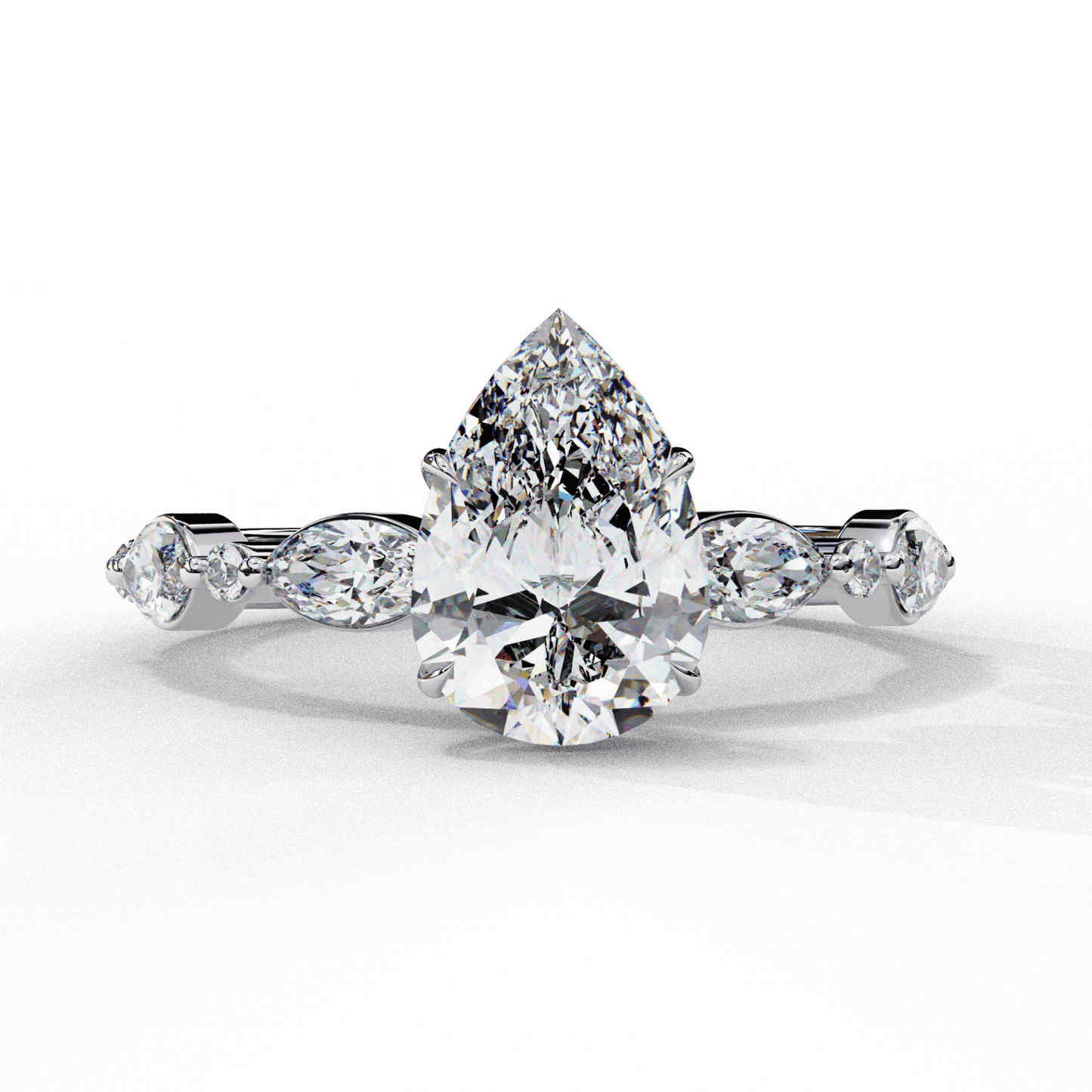 1.75 Carat Pear Endless Love Solitaire Ring in Moissanite | House of Estara