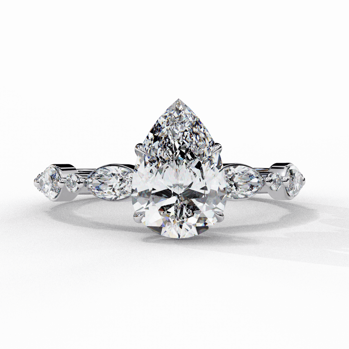 1.75 Carat Pear Endless Love Solitaire Ring in Moissanite | House of Estara